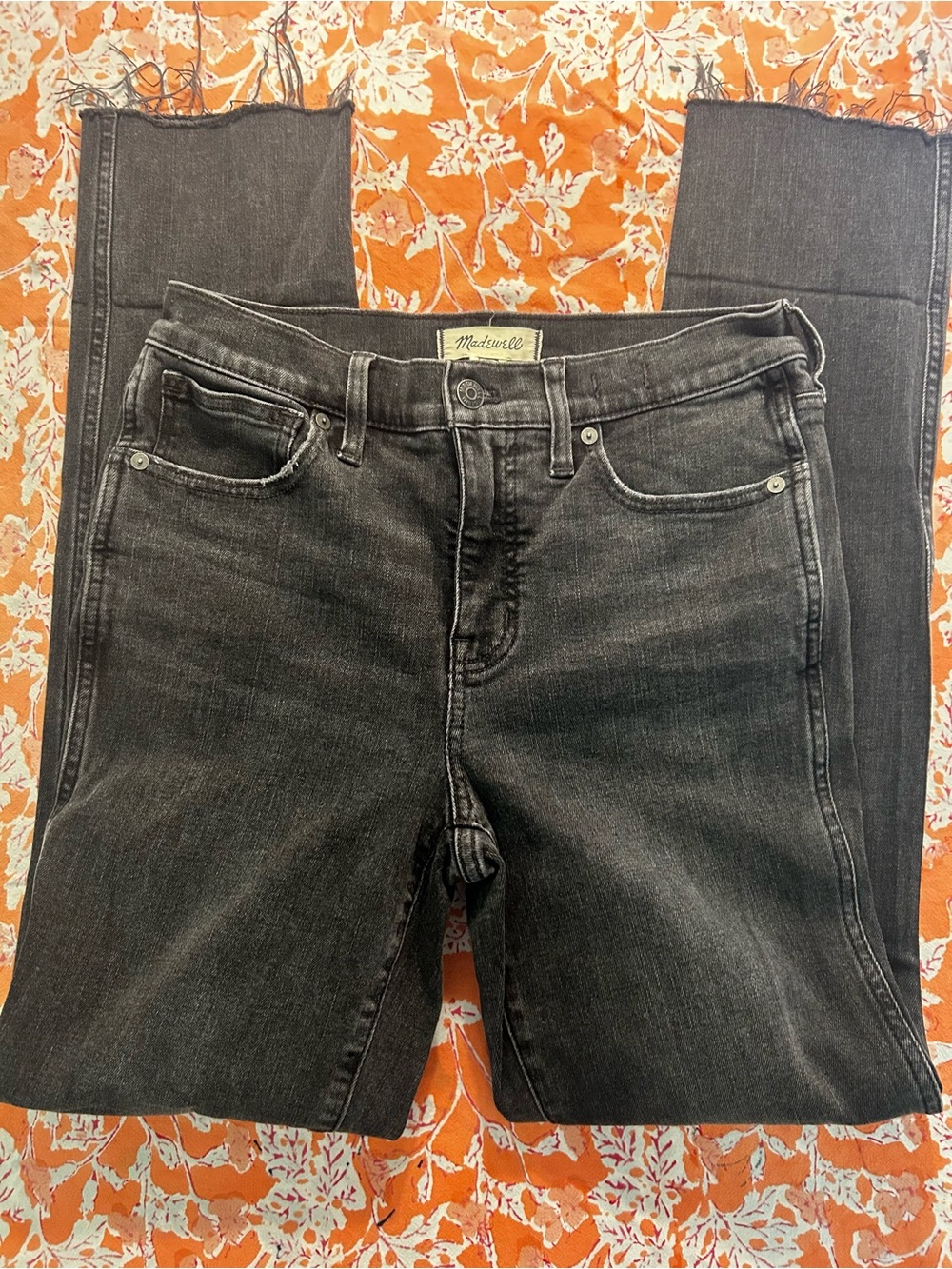 Madewell Mid-Rise Stovepipe Charcoal Skinny Jeans